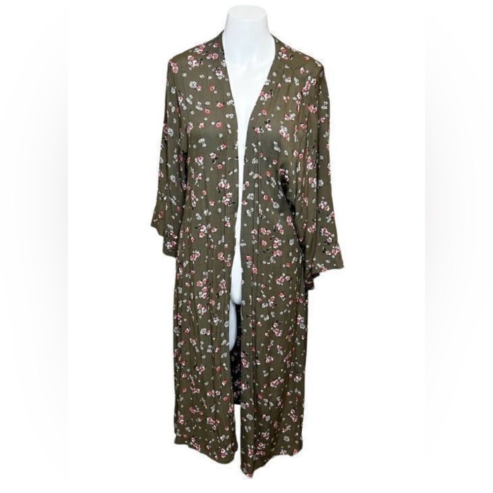 ExpressβNWTΒ oliveβgreenβfloralβopenβfrontβdusterβkimonoβcardiganβsizeβXS/S